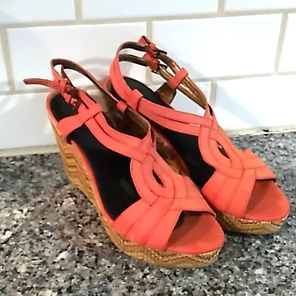 St.Johns Bay Coral Platform Wedge Sandals. Size 7.5 - Picture 2 of 11